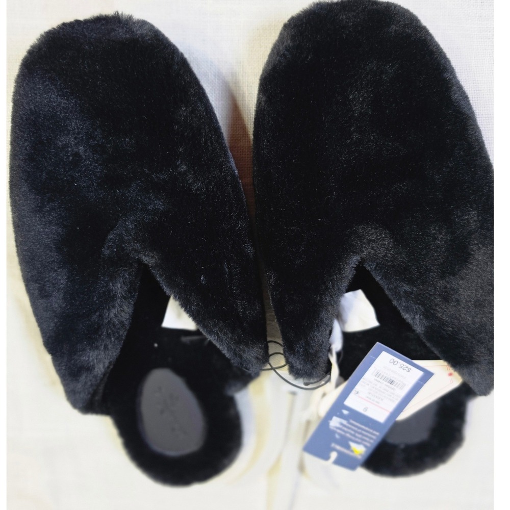 Universal Thread Kylar Faux Fur Slide Slippers Black Size 9 New